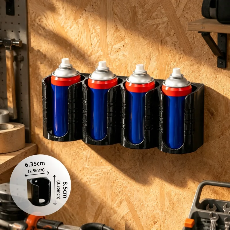 1pc-4-Hole Spray Bottle Holder – Utility Room Organizer – RV Door Spray Can Storage – Wall-Mounted Rack for Caulk/Glue Tubes