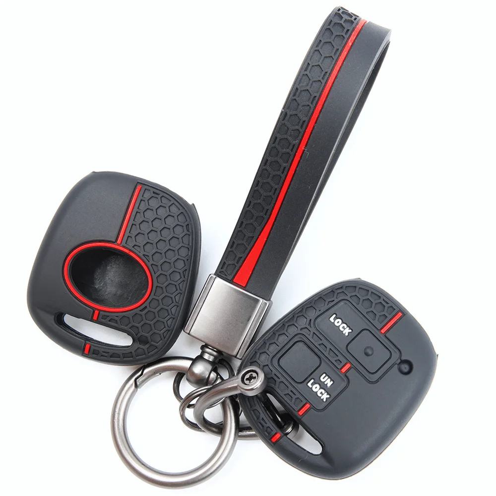 For Toyota FJ Cruiser Land Cruiser Prado 4Runner Protective Silicone Remote Key Case Lanyard Key Ring Premium Protective