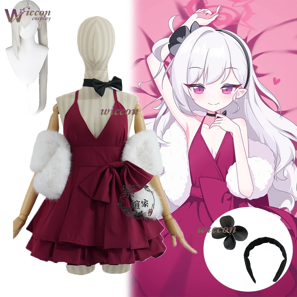Blue Archive Asagi Mutsuki Cosplay Costume Women Red Dress Halloween Xmas Roleplay Uniform Custom Made Lolita Style