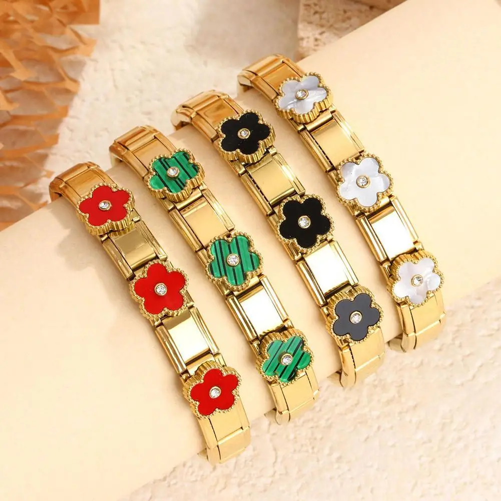 Creative Five-leaf Flower Bracelet Finished Italian Modular Personalized Bracelet DIY Italian Modular Splicing Bracelet