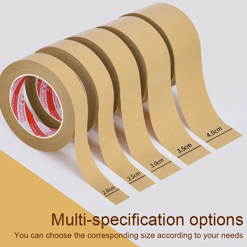 23M Biodegradable Eco Friendly Kraft Paper Tape Brown Wet Water Activated Reinforced Gummed Adhesive Tape for Painting Fixed