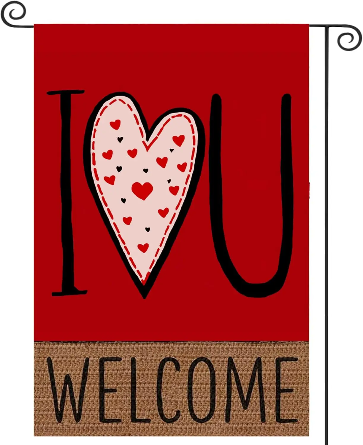 Love Heart Valentines Day Garden Flag 12x18 Inch Double Sided, Anniversary Wedding Yard Outdoor Flag (I LOVE U) KKL AAL HHM  yyi