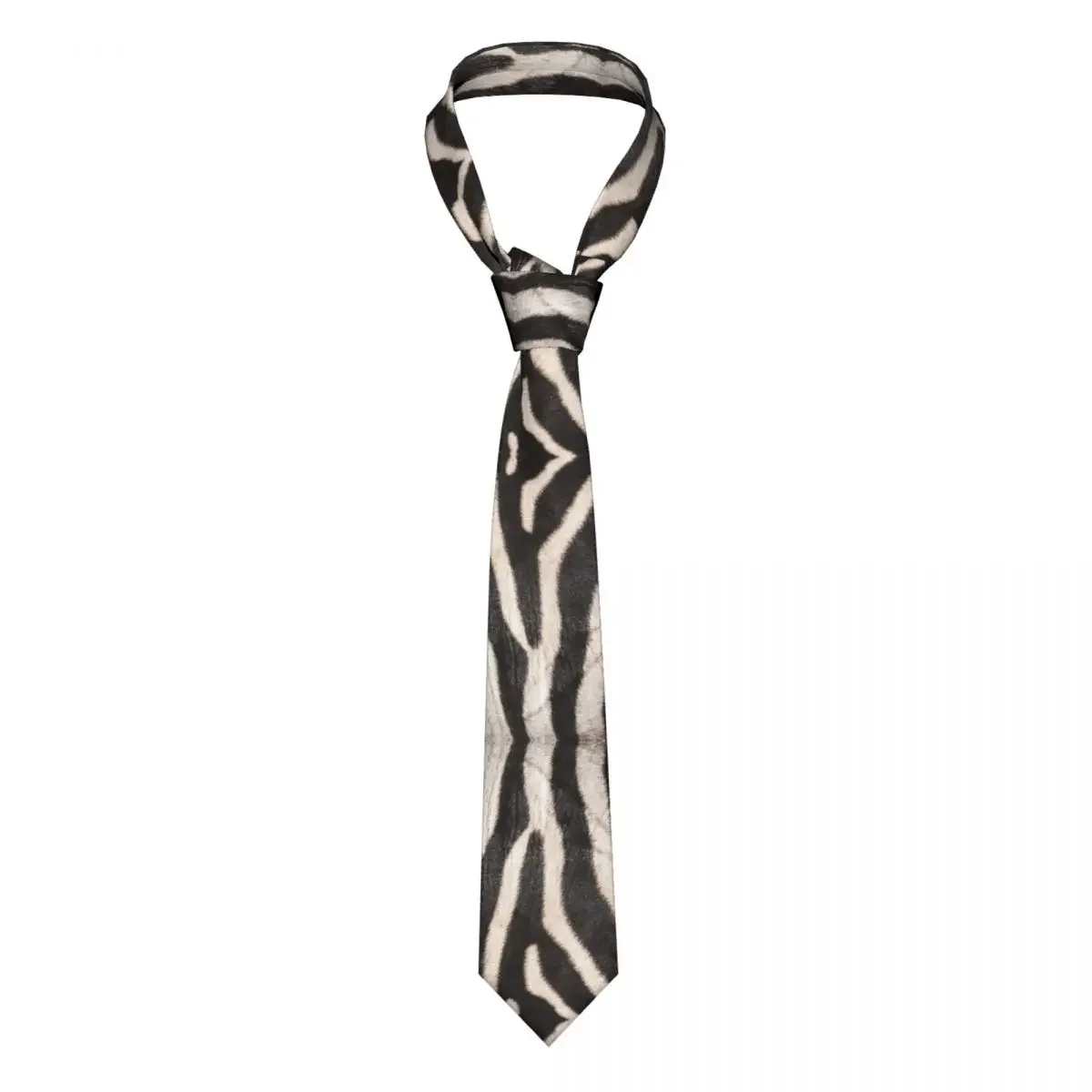 Gravatas clássicas com listras zebra para homens, gravata de couro com pescoço, acessórios para camisa, festa com cravat, 8 cm