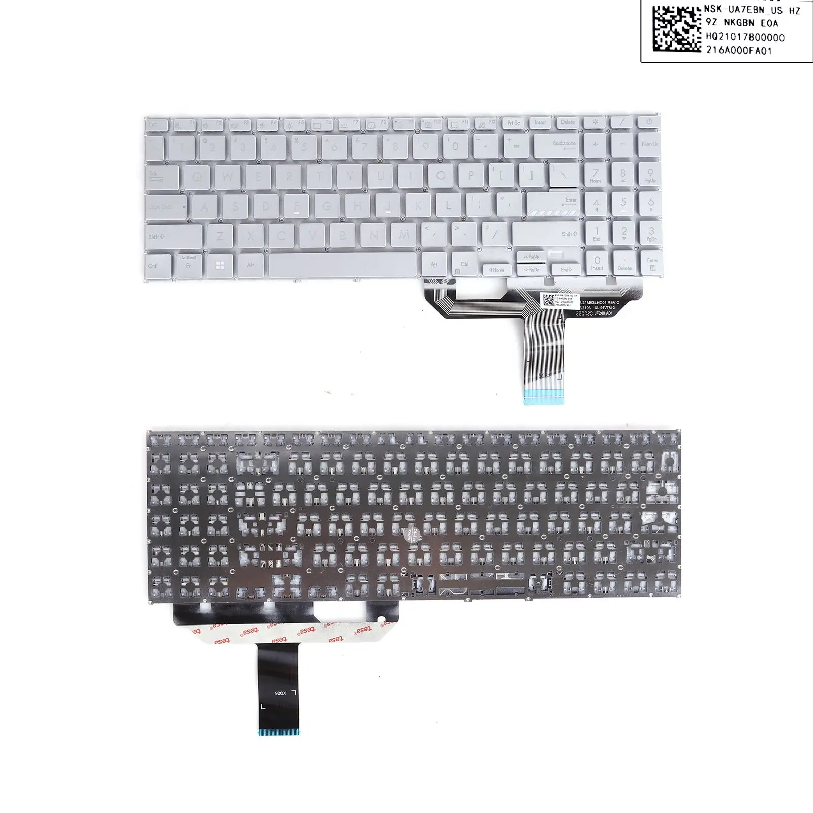 US Laptop Keyboard for ASUS X1502 Silver