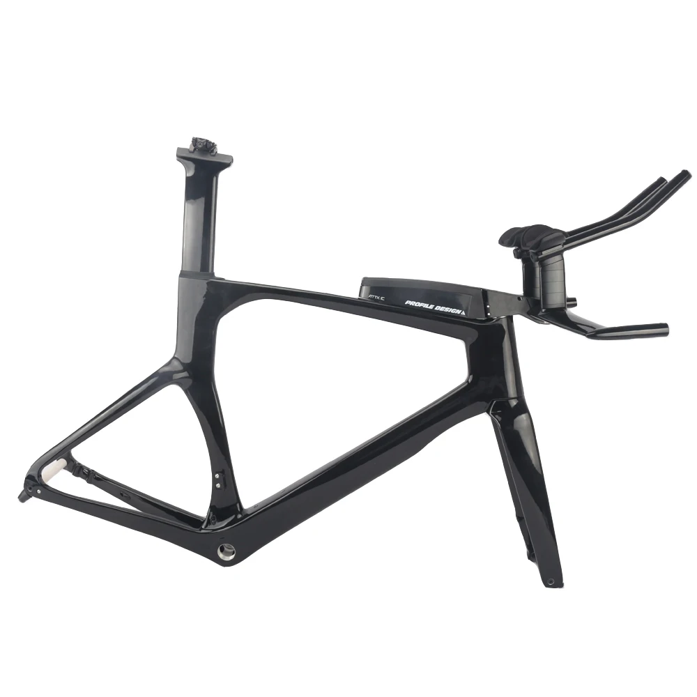 Winowsports TT Carbon Frame 700*32C Flat Mounted Disc Brake Bicycle Frames Adjustable Rest Handle Height Matte TT Bike Frameset