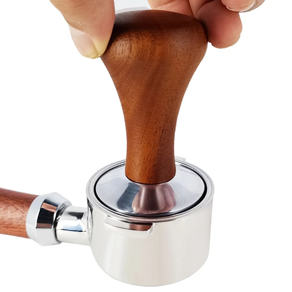 51mm/53mm/58mm Freshly Ground Coffee Solid Wood Handle Tamper Espresso Stainless Steel Tamper Coffee Tamper Coffee Accessories