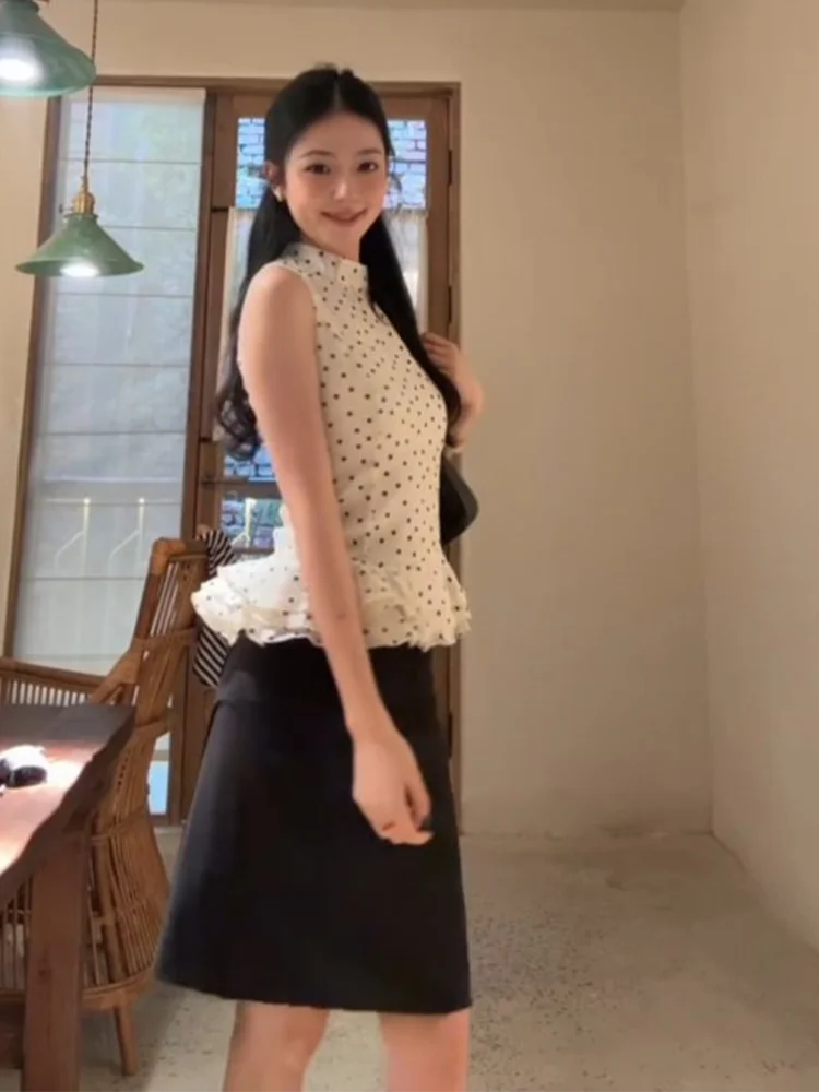 2026 New Minimalist Commuter Style High Waist Straight Cut Midi Skirt Slimming Drapey Black Half-length Wraparound Skirt