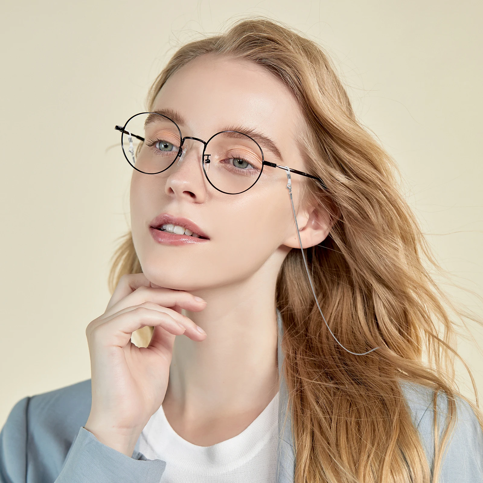 

Glasses Chain 70cm Silver Stainless Steel Snake Chain Eyeglass Holder Adjustable Ends Non Slip Spectacle Strap For Men Women
