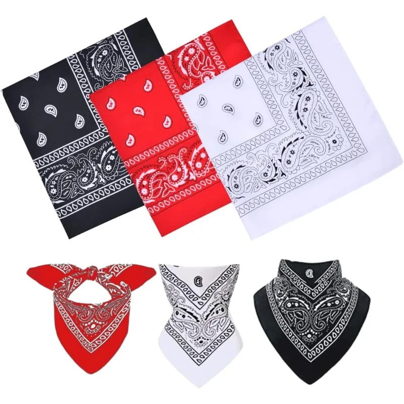 1/10Pcs Fashion Hip Hop Bandana Square Scarf Black Red Headband Print for Boy/Girl Hair Accessories Hair Scarf Outdoor Face Mask