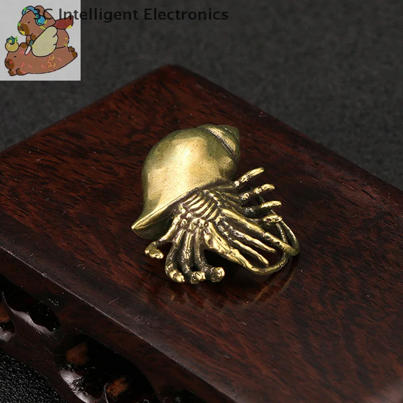 【K】 Figurines de crabe ermite en laiton vintage, statues d'animaux marins pour la décoration de la maison et du bureau