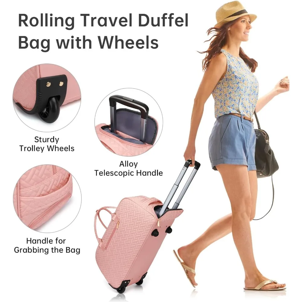 Tas Duffel Perjalanan Wanita dengan Kompartemen Sepatu, Tas Jinjing Akhir Pekan untuk Menginap, Termasuk Tas Perlengkapan Mandi, Tas Olahraga untuk Barang Basah