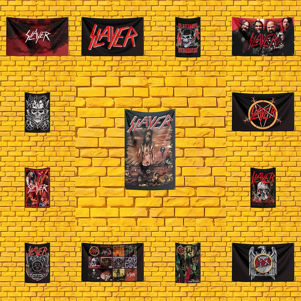 Slayer Tribute Music Flag 3x5 FT Polyester Decorative Banner For Home Bar Music Room Gift