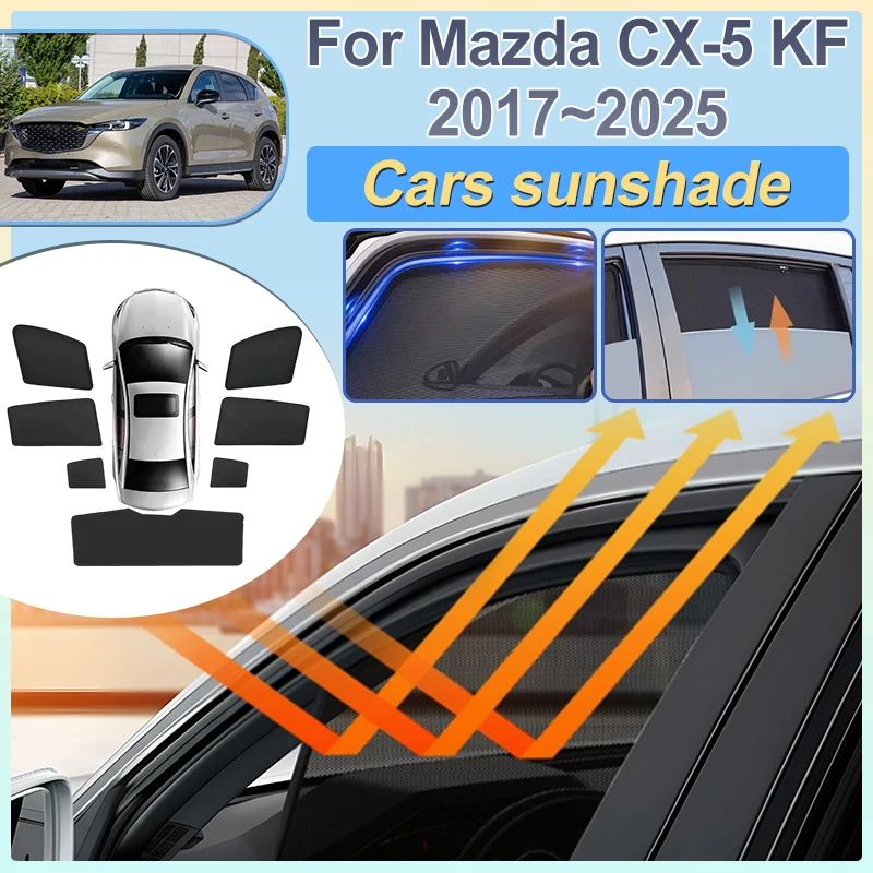 

Для Mazda CX-5 2018: Аксессуары 2017-2025 KF, магнитные солнцезащитные шторки на окна автомобиля, сетчатые накладки на окна, аксессуары для авто