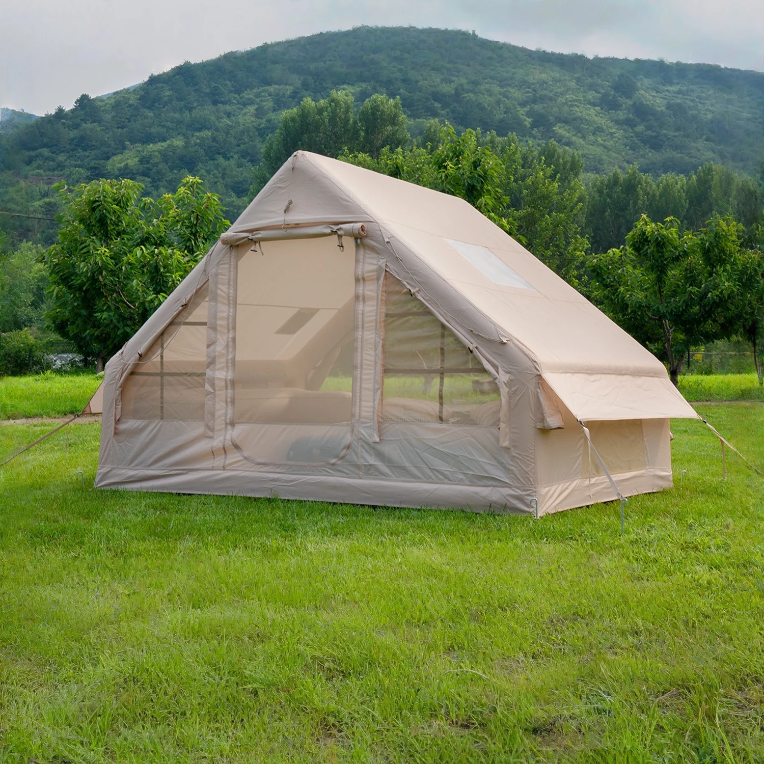 

Inflatable Camping Air Tent with Hand Pump Easy Setup Waterproof UV-Resistant Four Seasons Cabin Tent