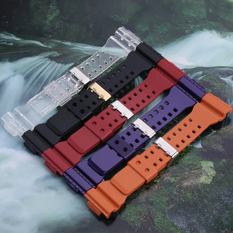 Correa de repuesto para reloj Casio GA100 GD110 120 140 150 700 GAX GLS100, accesorios de correa de muñeca de resina de silicona suave de 16mm
