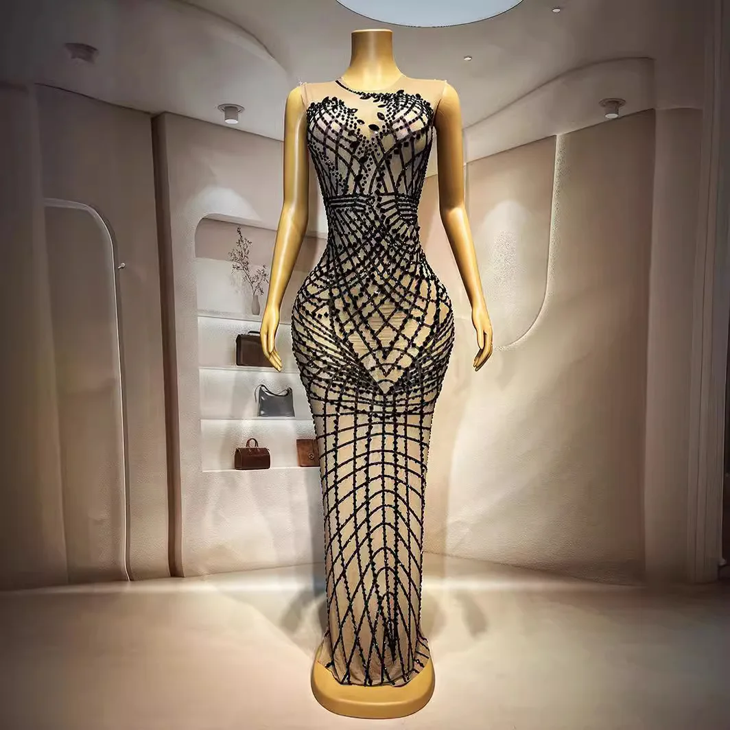 مزاجه عالية الخصر يظهر الشكل ضئيلة ورقيقة تنورة طويلة مأدبة الحدث فستان الحفلات KTV عيد ميلاد فستان رسمي قصير الشمبانيا #2