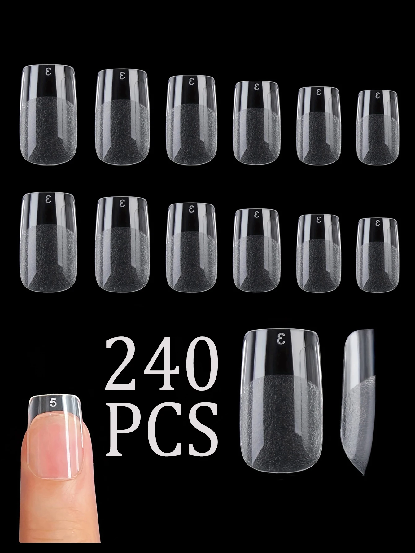 ARTAUG 240 Stück kurze Nägel zum Aufdrücken, quadratisch, weiß, Gel-Lucency-Kunstnägel, vollständige Abdeckung, künstliches Nagelset, zum Aufdrücken der Sommer, günstige Nägel – Detail 25