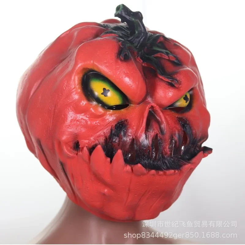 2025 Maschera arancione zucca Festa di ballo di Halloween Puntelli spaventosi Spaventosi Trucco o scherzetto Atmosfera Vestire