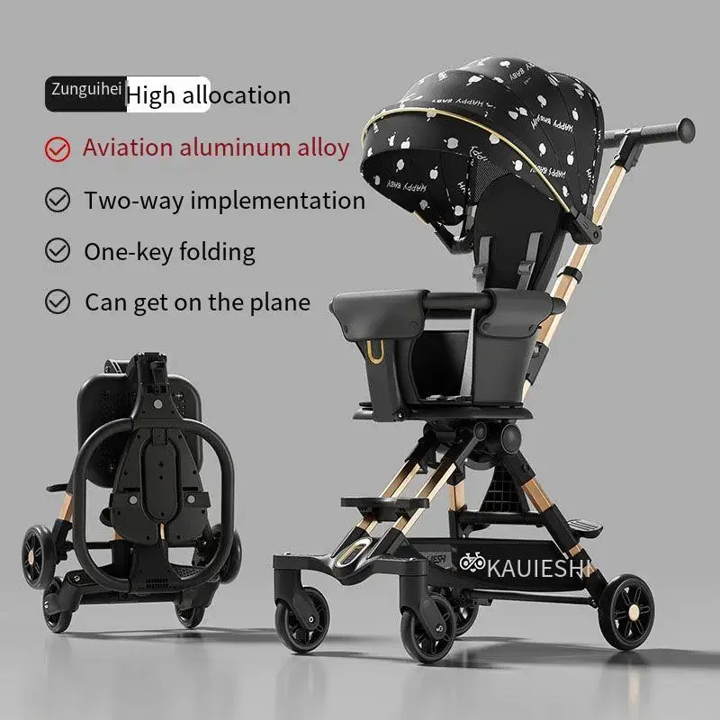 Four-wheeled Stroller High Landscape Lightweight Folding Travel Stroller Two-way Swivel Easy To Carry Newborn Baby Stroller