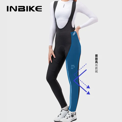 Imagen 2 del producto INBIKE, mallas de ciclismo con forro polar para mujer, pantalones de bicicleta acolchados térmicos de invierno para carreras, bicicleta de carretera, ropa para clima frío MTB