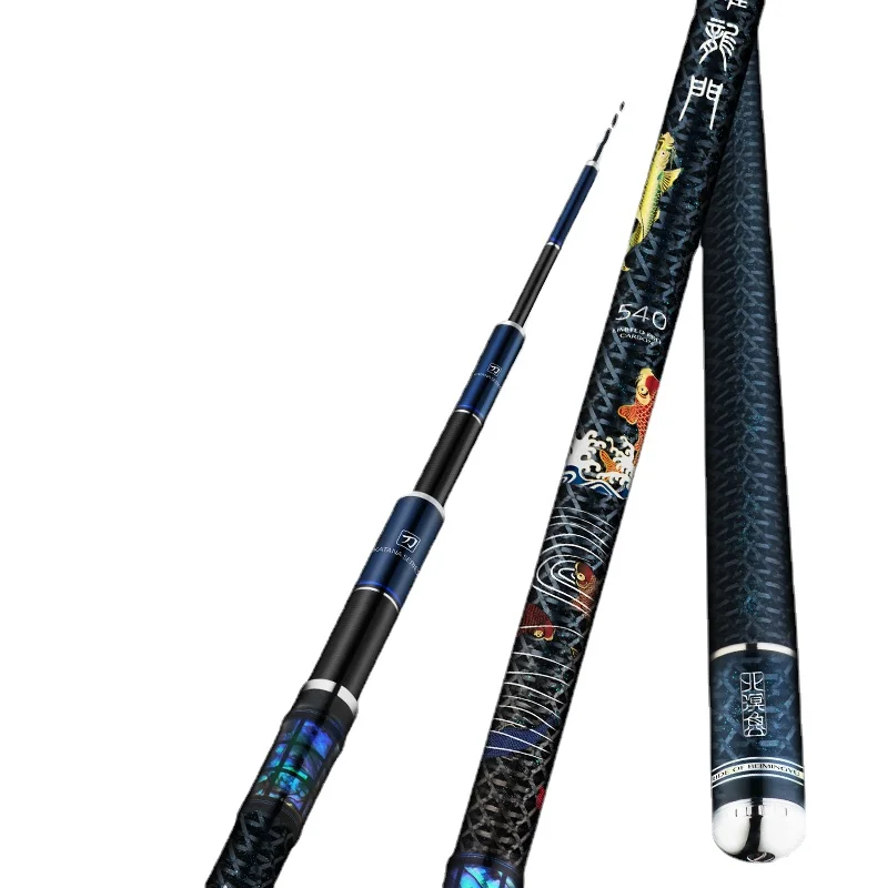 

BEIMINGYU Japan Import Carbon Stream Pole 3.6m-7.2m Taiwan Fishing Rod Hand Cane Super Hard 28 Tune Fishing Sticks Vara De Pesca