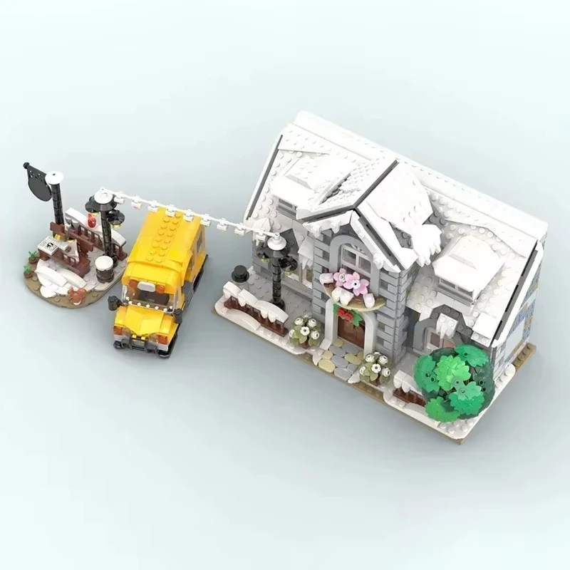 

MOC Christmas Series: Winter Village Building Models, School Bus Models, DIY Building Block Toys, Children's Holiday Gifts
