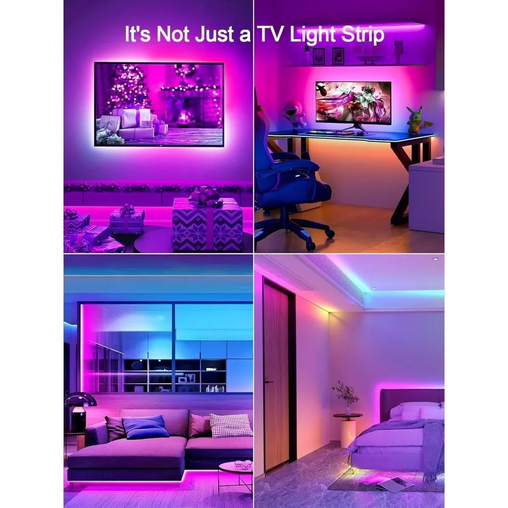 TV LED 백라이트, 32-45인치 TV용 9.84피트 LED 조명, 리모컨이 있는 RGB TV 백라이트, 음악 동기화 블루투스 앱 제어 스트립 라이트