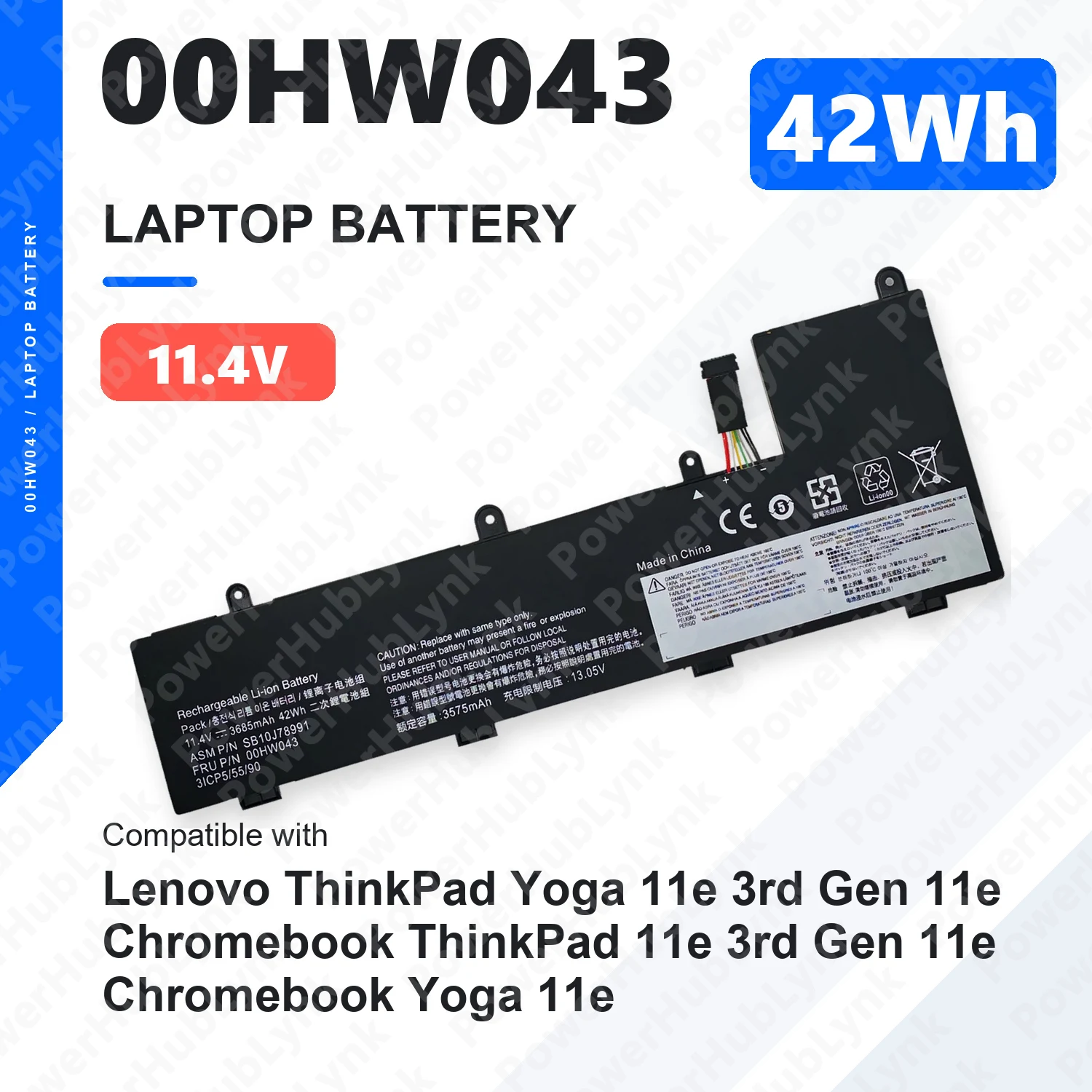 00HW043 11.4V 42Wh Laptop Battery For Lenovo ThinkPad Yoga 11e Gen 3 SB10J78992 00HW044 00HW042 SB10J78991 01AV442