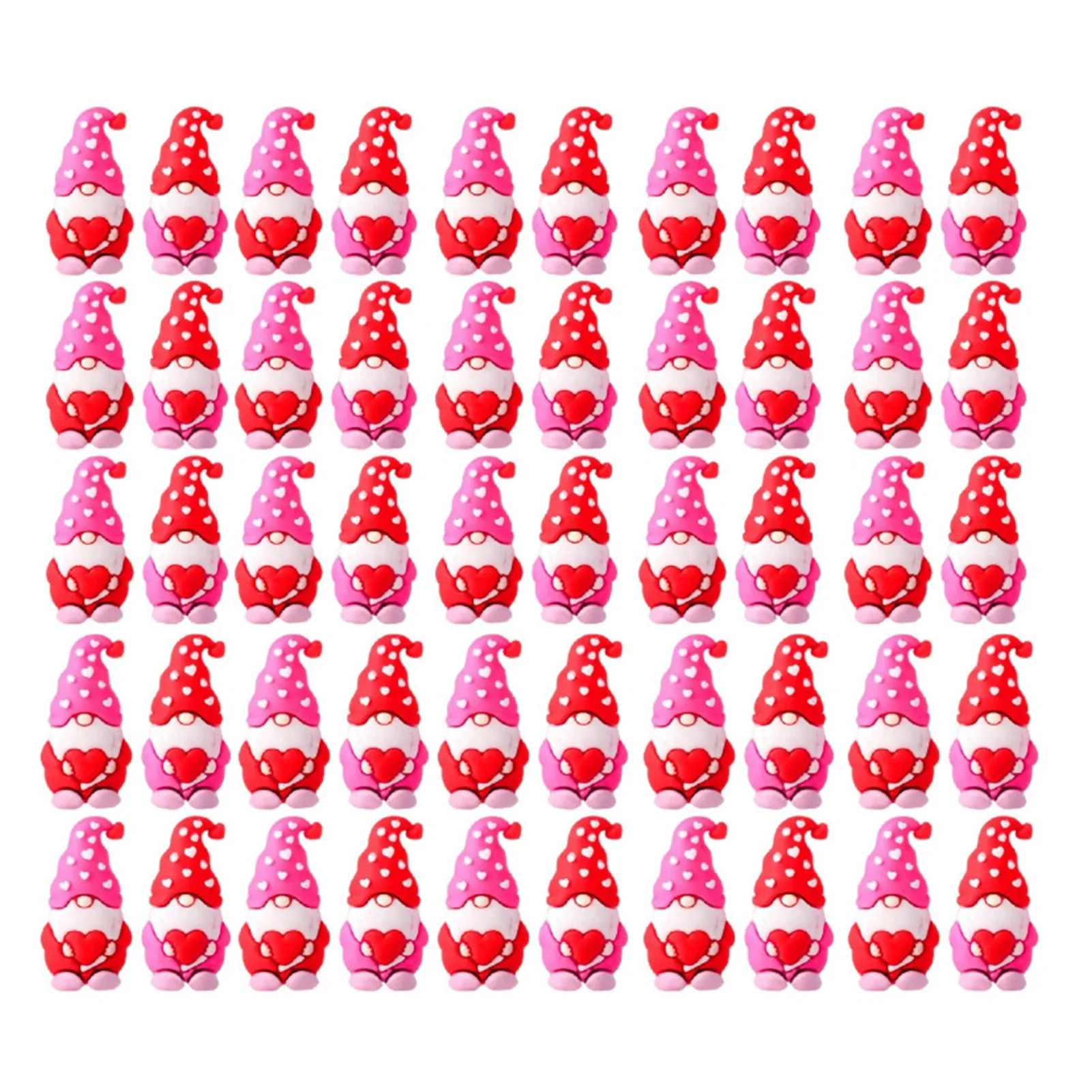 

50 шт. розовых забавных фигурок гномов-сердечек для декора подносов и столиков, стильные сувениры для вечеринок
