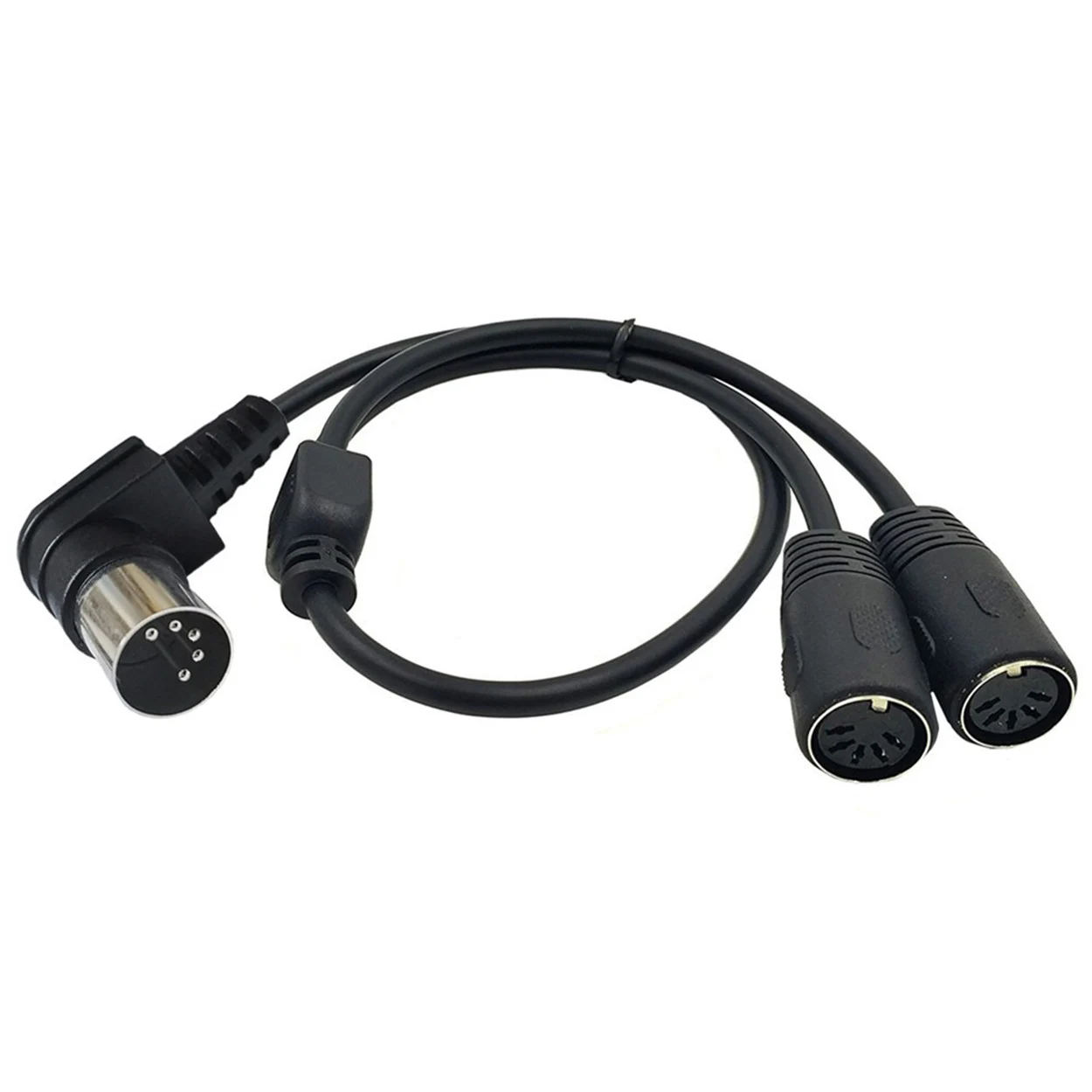 1pc 5 Pin DIN Y Splitter MIDI Cable Adapter Right Angle Male to Dual 2 Female for Keyboard Electric Piano Synthesizer Guitar