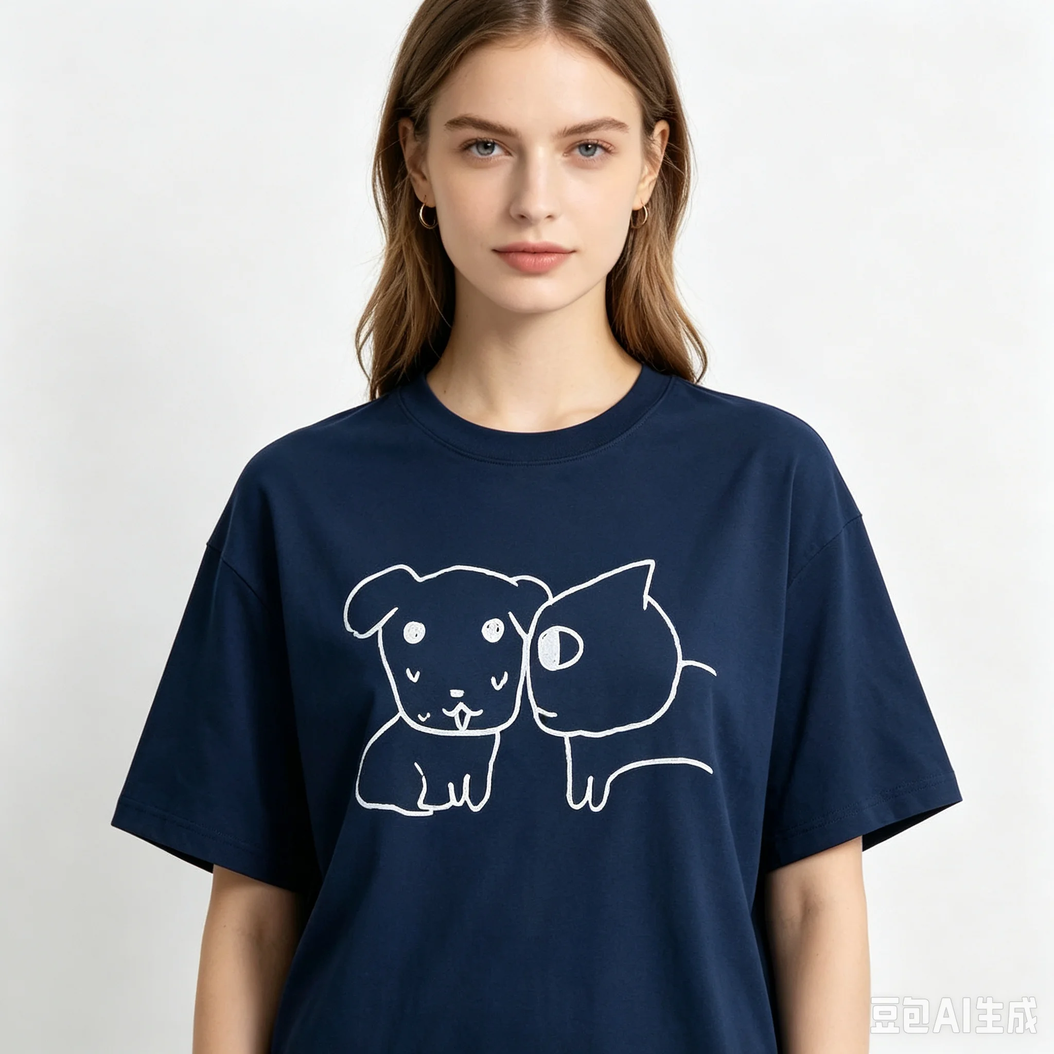 Cotton 100% Cartoon Sitting Black Poodle Print T Shirt Women Lovely Poodle Dog Owner Casual Daily Basic Short Sleeve Top