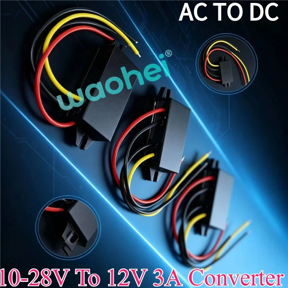 AC To DC 10-28V To 12V 3A Power Supply Converter Module Overcurrent Overvoltage Short-Circuit Protection Compatiable Waterproof