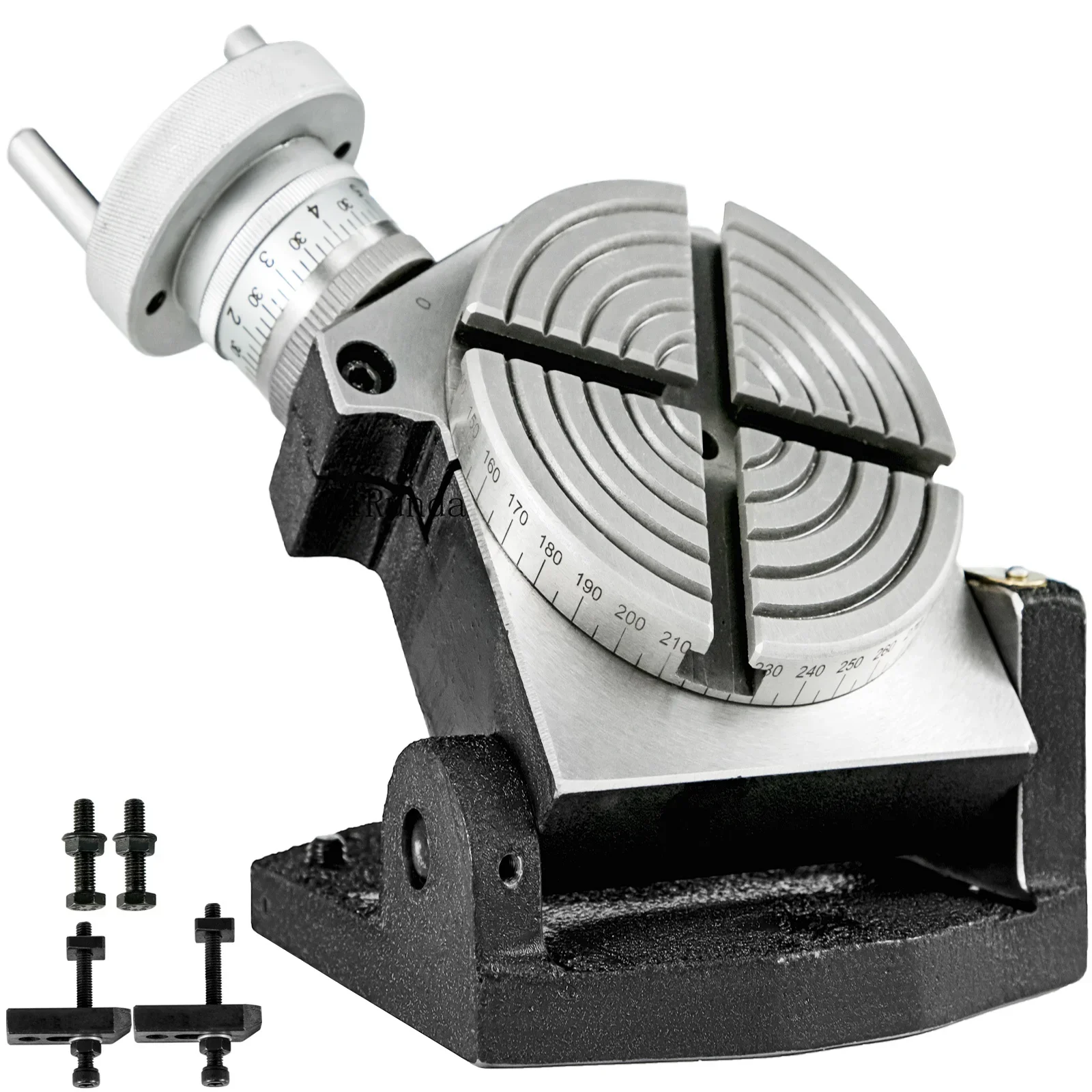 

Vertical&Horizontal Rotary Table 4inch/100mm 4 Slots Precision HV Worktable for Milling Drilling Machine Tilting 360°
