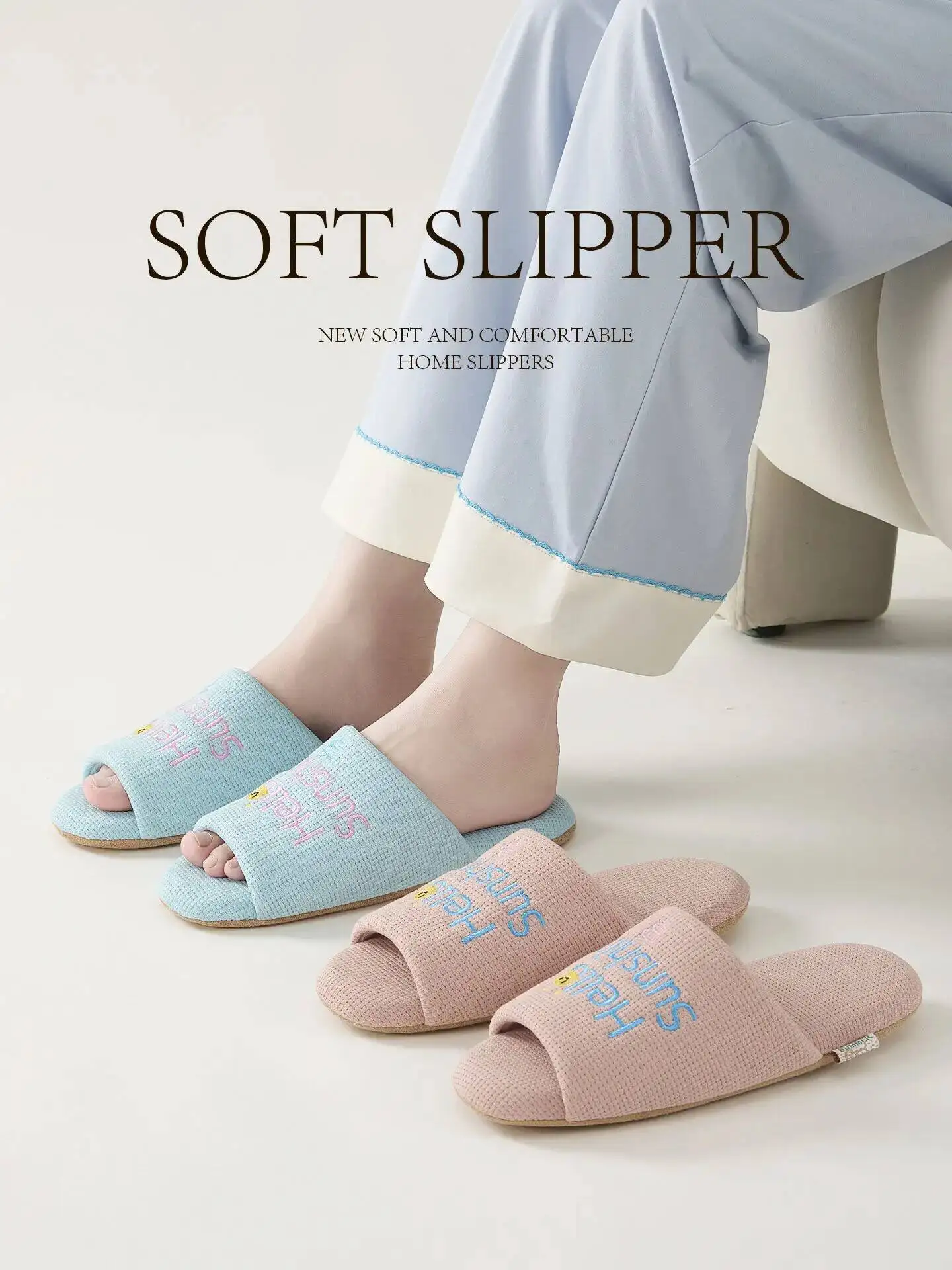 Women's Embroidered Slippers Quiet Silent Indoor Wooden Floor Home Slippers Soft Sole Anti Slip  Machine Washable 4 Season