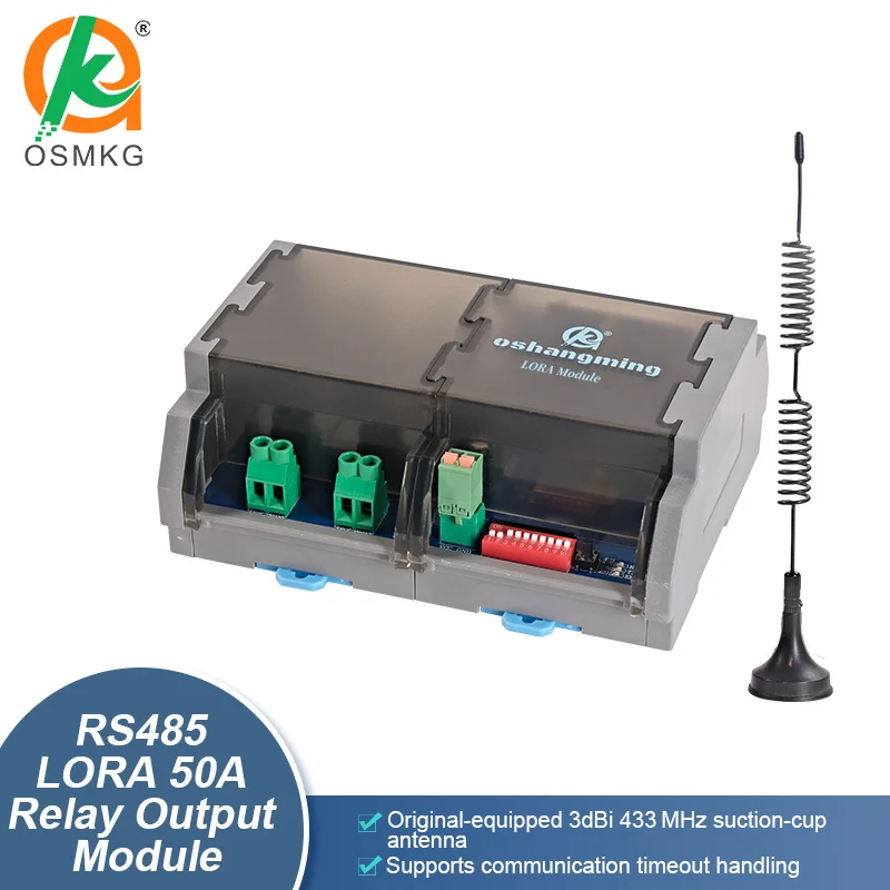 Oshangming 4 Relay Output Module 50A Single Open Relay with RS485 Lora DC12/24V Modbus RTU N4H50A-T4R
