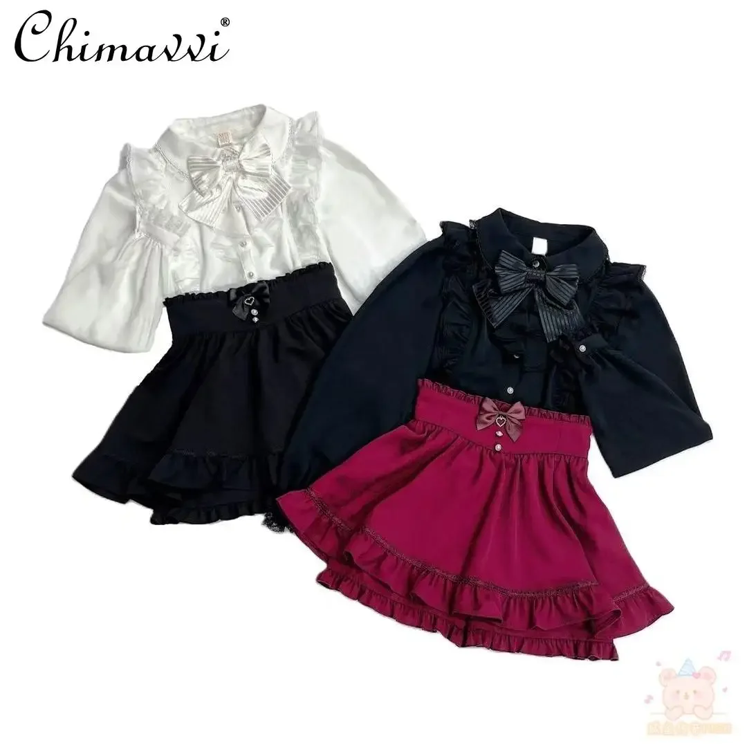 

Japanese Sc Sweet Bow Versatile Culottes 2025 Spring and Autumn New Cute Girl High Waist Slim-fit Elegant Short Lolita Skirt