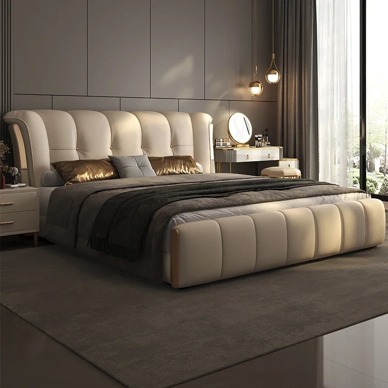 Italian Type Modern Bed Upscale Design Double Luxurious Bed Master Bedroom Storage Testiera Letto Matrimoniale House Accessories