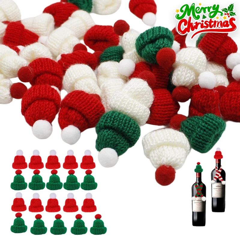 Easy DIY Christmas Bottle Decor -nstant Holiday Cheer with Knitted Santa Hat Scarf Set for Wine and Spirit Bottles