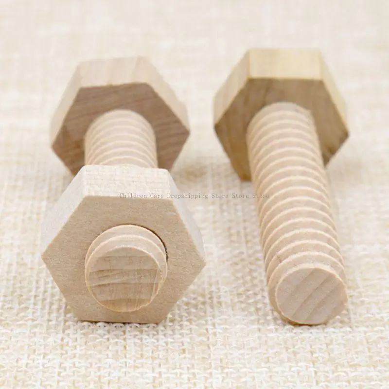 3 PCs Holzschrauben-Nussgebäude zusammenstellen Blöcke praktische Lehrhilfe Frühes Bildungsrätselspielzeug für Kind