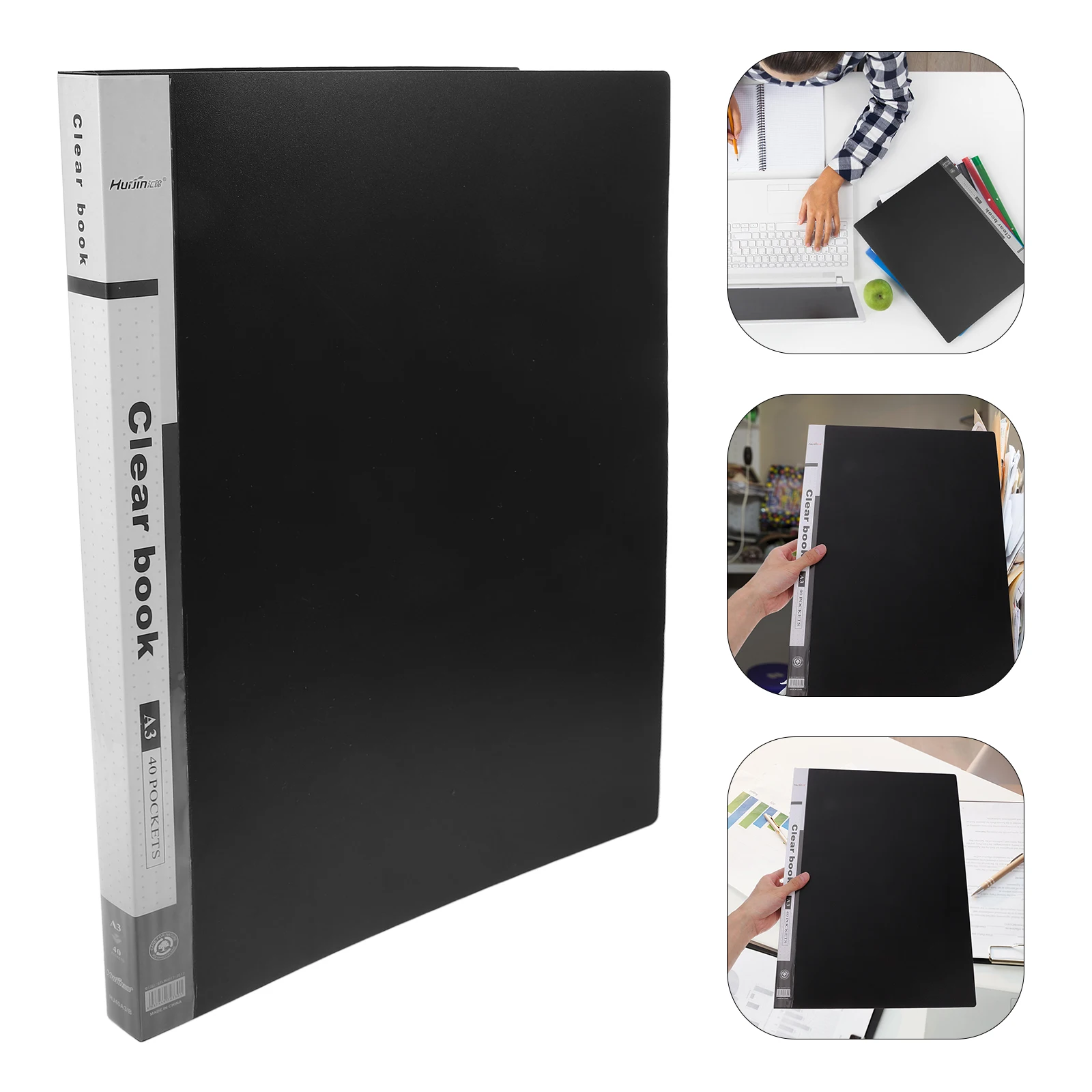 

A3 File Organizer 40 Pages Red Plastic Portfolio Binder Clear Sleeves Artwork Documents Storage Large Capacity PP