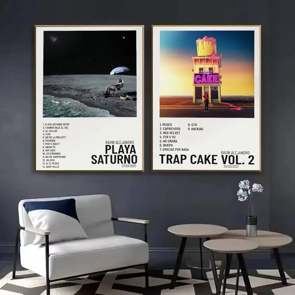 Rauw A-Alejandro Music Album Poster Waterproof Sticky Wall Art Print For Bedroom Living Room Hallway Bar Home Decor