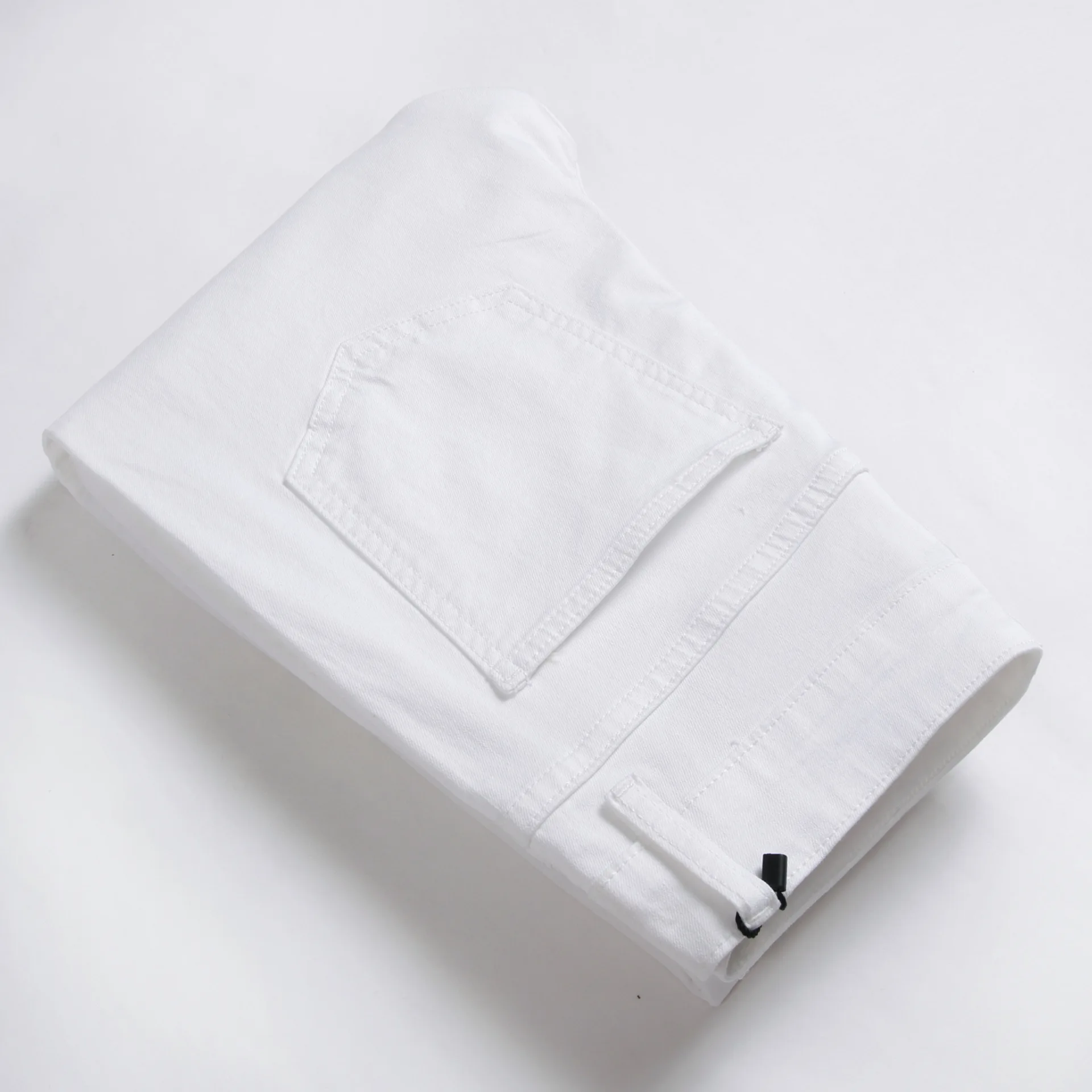 High-end fashion brand white jeans male personality slimming small feet elastic trend  autumn and winter 