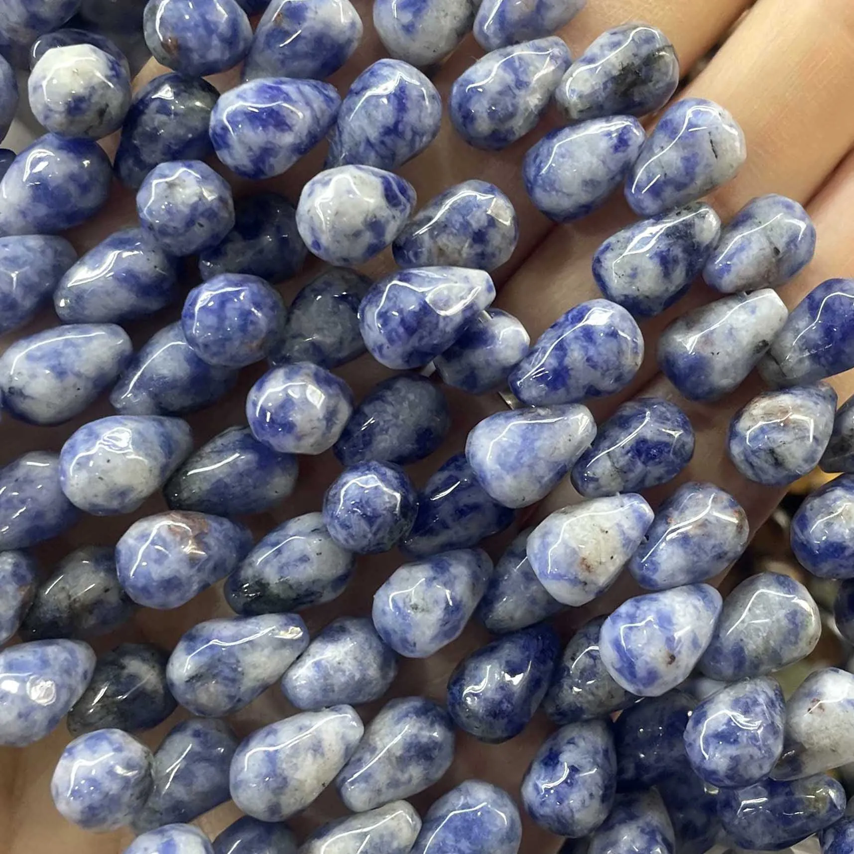 Naturstein facettierte Wassertropfen-Perlen aus Labradorit, Achat und Türkis für die Schmuckherstellung, DIY-Armband und Halskette – Detail 3