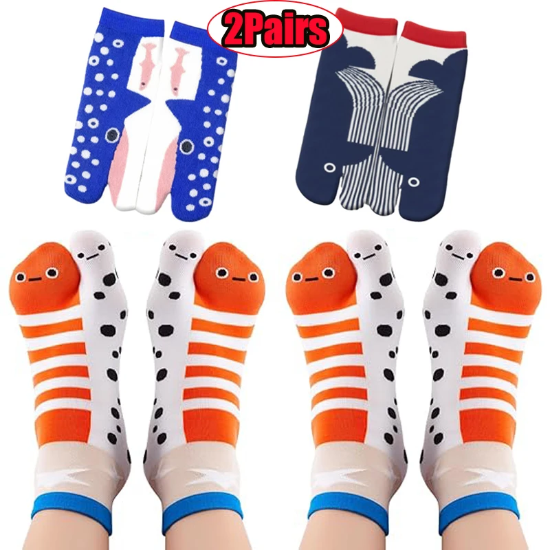 Lustige Fisch-Serie Tabi-Socken für Damen: Atmungsaktive, kreative, abstrakte Neuheit – Hässliche Aal-Aquarium-Mid-Tube-Zehensocken