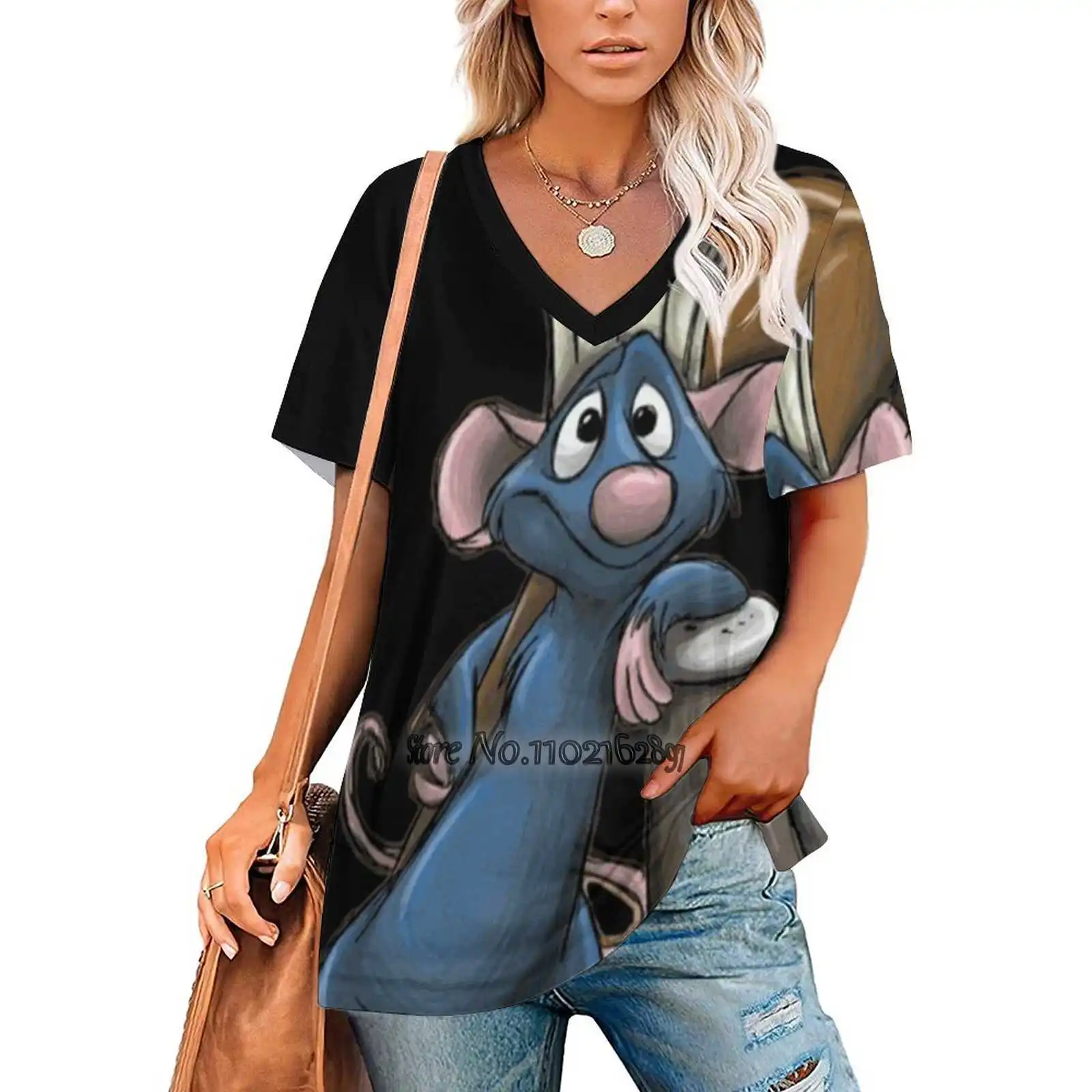 Remy Ratatouille Women T-Shirt Back Lacing Casual Short Sleeve Tops Summer Tees Remy Pixar Ratatouille Y2K Clothes T-Shirts