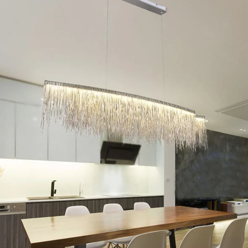 

Postmodern High Quality LED Nordic Tassel Suspend Luxury Pendant Restaurant K9 Crystal Chandelier Lighting Hotel Hanging Lamp