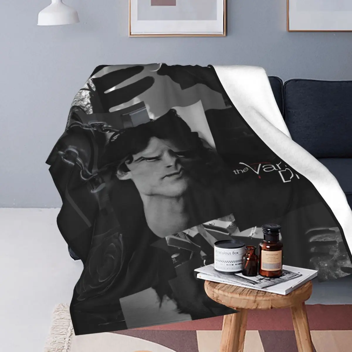 Damon Salvatore Blankets Fleece Textile Decor The Vampire Diaries Multi-function Soft Throw Blanket for Bed Couch Rug Piece