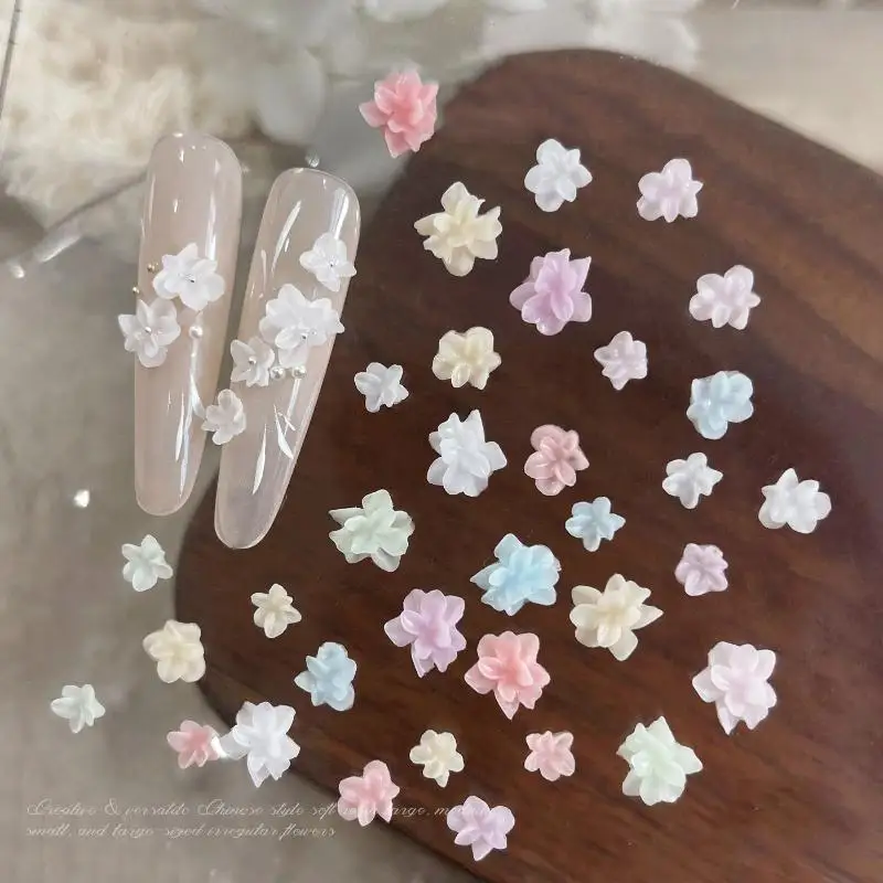 Grootte Gemengd 3D Onregelmatige Zachte Bloemen Hars Nagelbedels Kleurrijke Bloem Nagelkunst Decoraties Nagelornamenten Manicure Ambachten