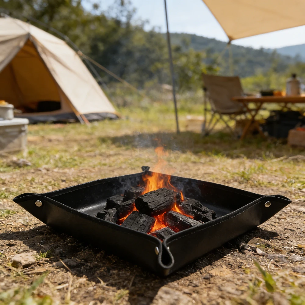 3D Feuerfeste Silikonmatte Campingkocher Lagerfeuer Hitzebeständige Picknick-Feuerholzmatte Flammhemmende Bodenschutzunterlage – Detail 11