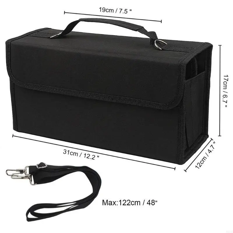 

Multilayer 120 Markers Travel Storage Bag Marker Holder Bag with Shoulder Strap M5TE